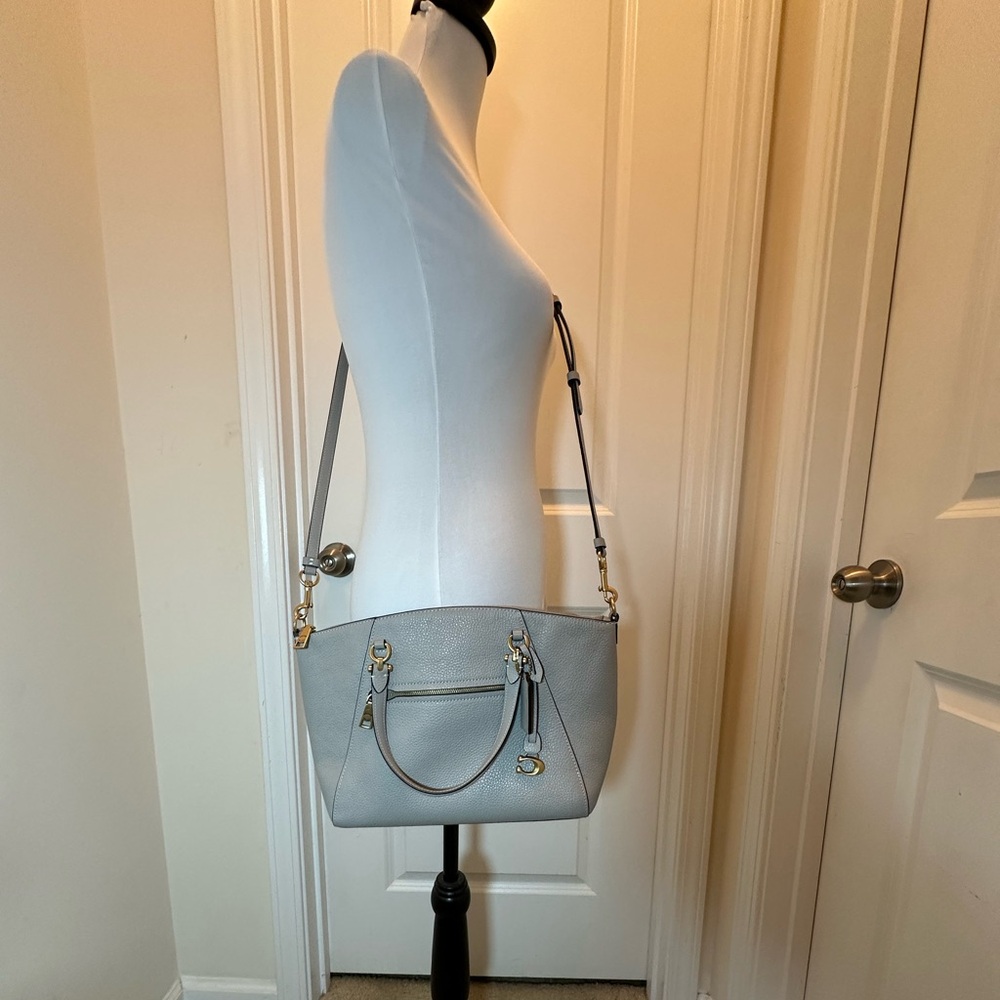 Coach Dove Grey Bella Leather Satchel - Picture 7 of 11